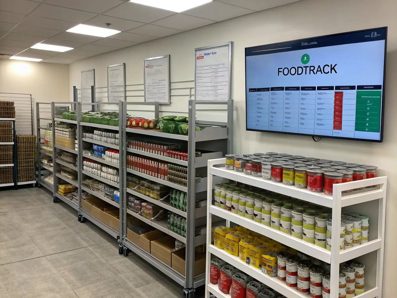 A well-organized stockroom in a restaurant, showcasing effective inventory management practices.