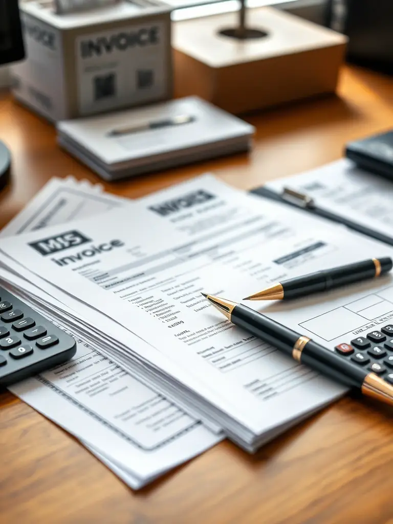 A stack of neatly organized invoices and receipts, representing efficient bookkeeping practices for an eCommerce business.