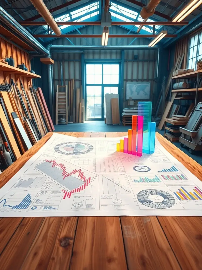 A blueprint of a building with financial charts overlaid, symbolizing strategic tax planning for construction projects.