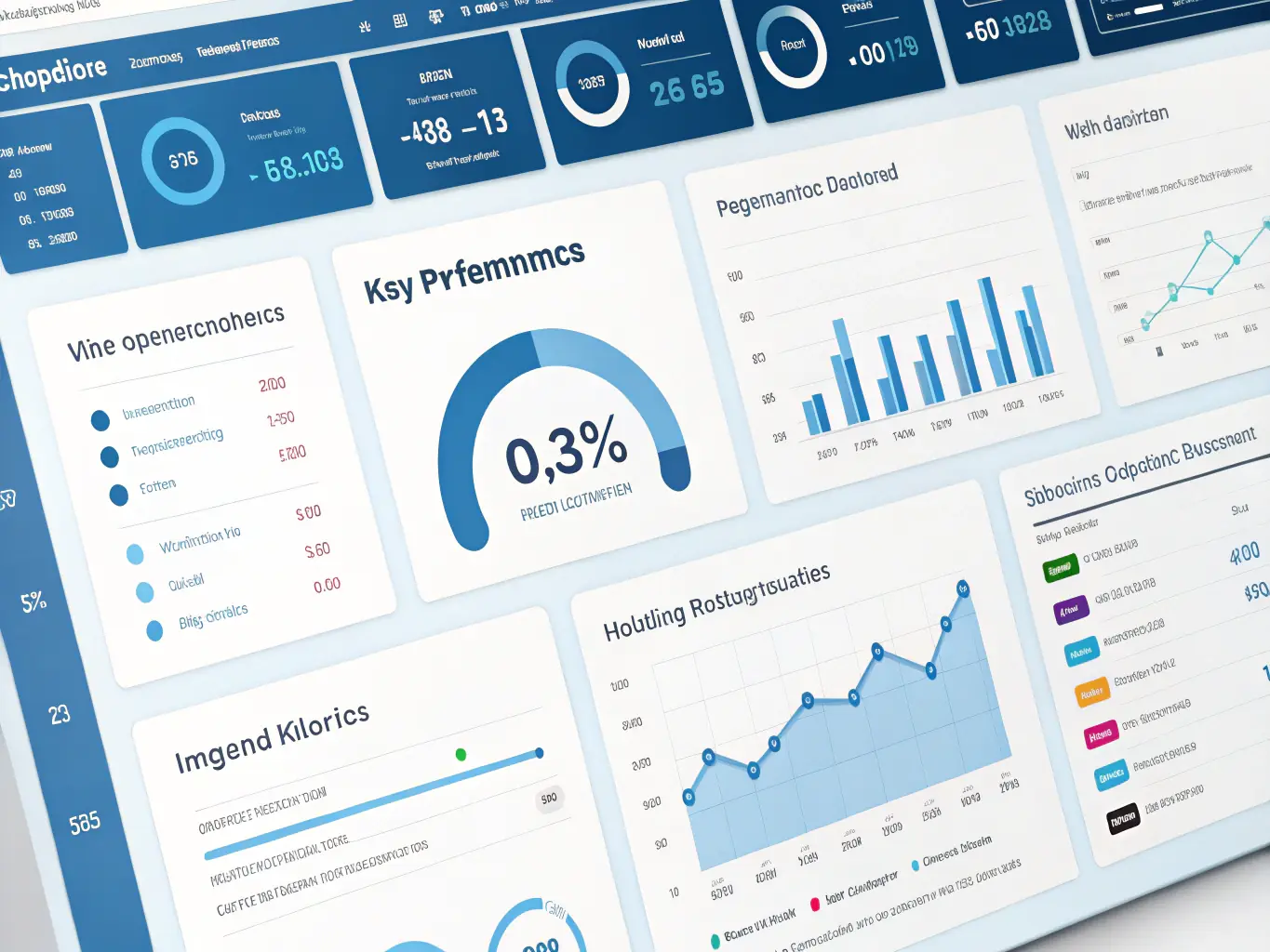A digital dashboard displaying key performance indicators (KPIs) for a franchise business, illustrating data-driven insights and performance tracking.