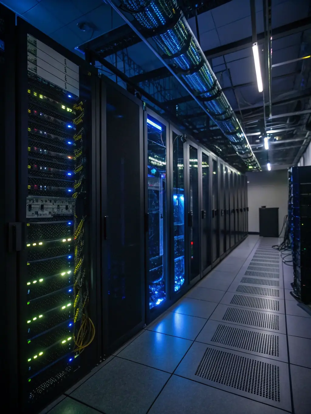 A secure data server room representing the protection of sensitive financial data, highlighting EMUTAX's commitment to data security.
